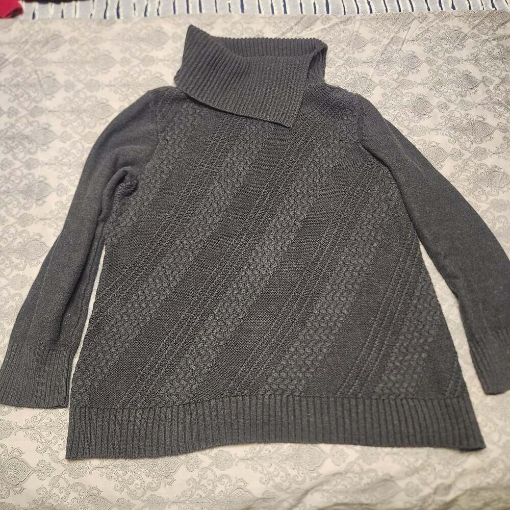 Cowl Neck Pullover Sweater Charcoal Gray